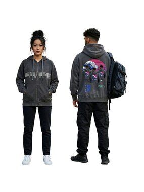 Blackchoc By Chocolab Bar Code Great Wave Off Kanagowa Full Zip Hoodie Size S